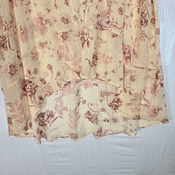 Women's Sheer Flowy Peach Color Floral Duster Kimono Hippie Boho Fairycore Flowy - Picture 3 of 7